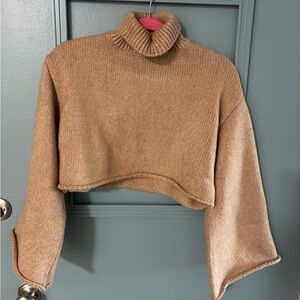 Cozy Tan Turtleneck cropped Sweater